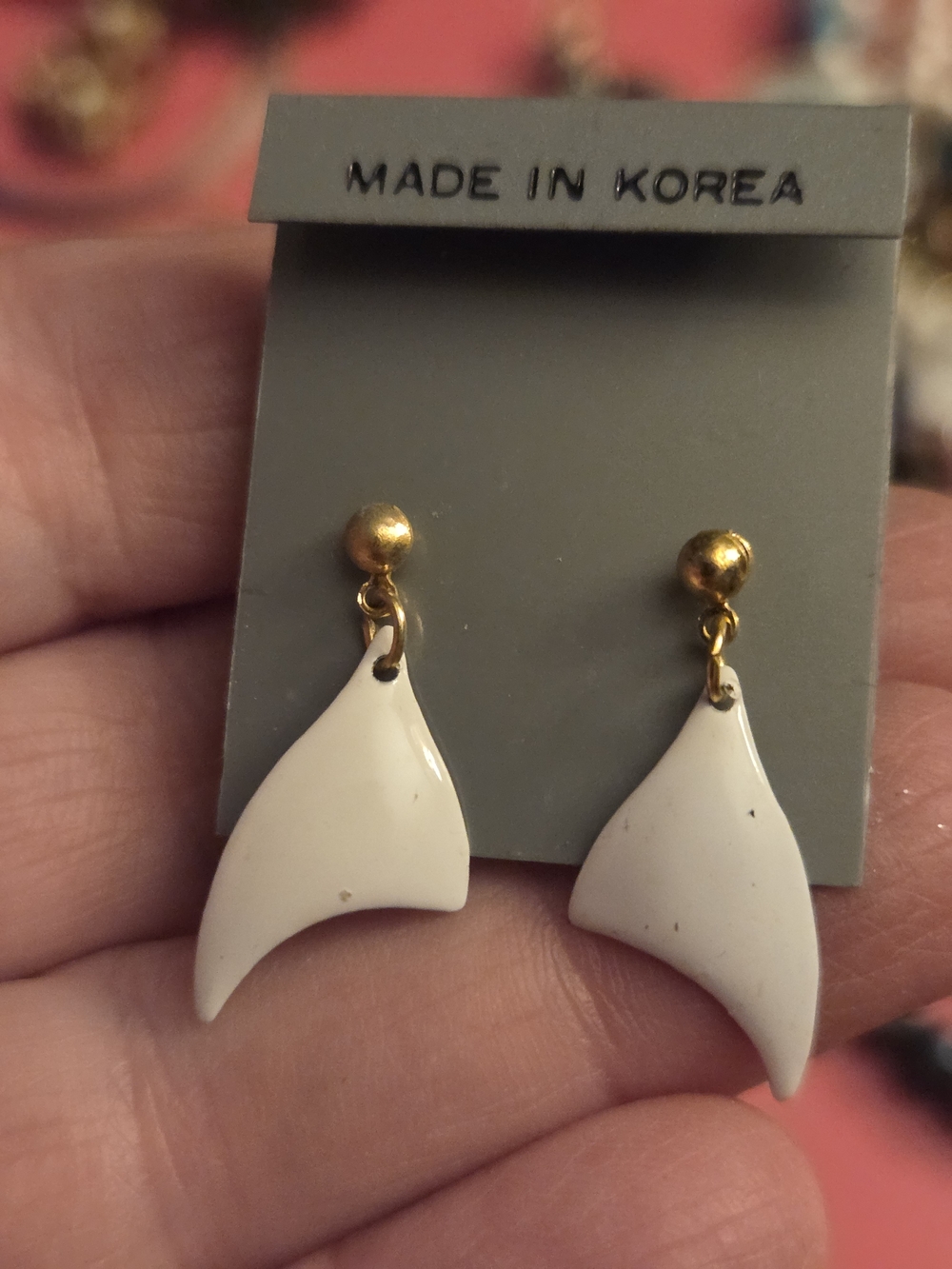 VINTAGE White Gold-Tone Drop Earrings